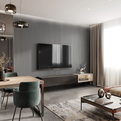 Stegu Acoustic Line væglamel 265 x 24,5 cm glacier grey / sort - 1 stk.