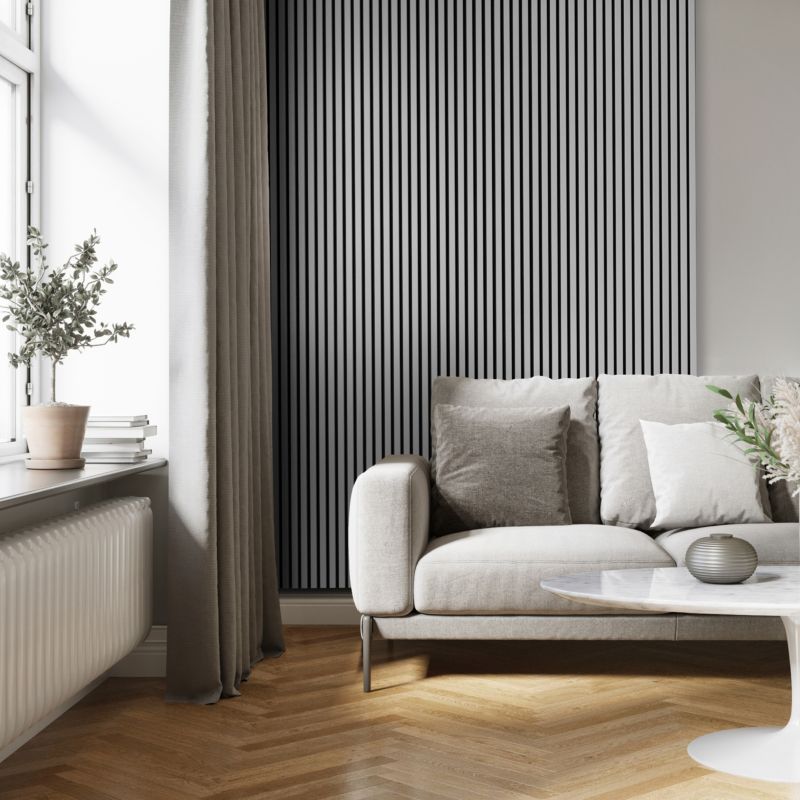 Stegu Acoustic Line væglamel 265 x 24,5 cm glacier grey / sort - 1 stk.