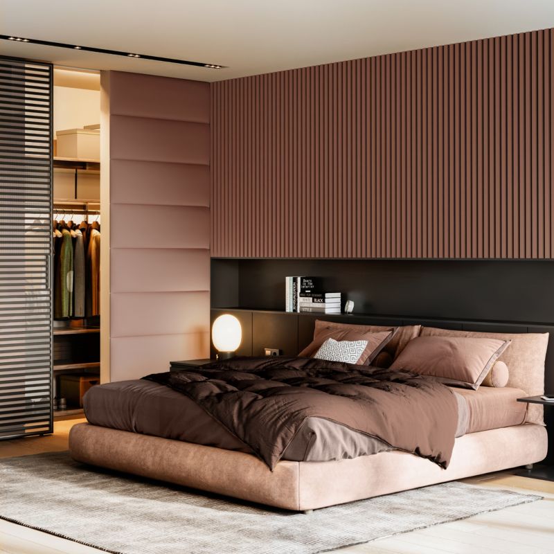 Stegu Acoustic Line væglamel 265 x 24,5 cm terrakotta/mat-sort – 1 stk.