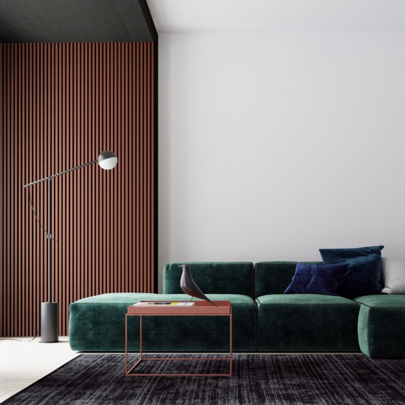 Stegu Acoustic Line væglamel 265 x 24,5 cm terrakotta/mat-sort – 1 stk.