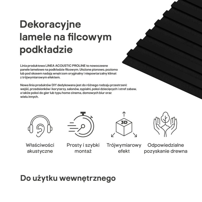 Stegu Linea ACOUSTIC PROline akustiske væglamel 120 x 60,5 cm mat-sort / mat-sort - 1 stk