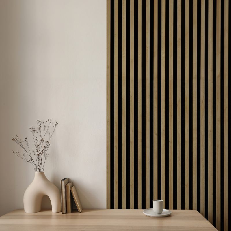Stegu Linea ACOUSTIC PROline akustisk væglamel 240 x 60,5 cm eg/mat-sort - 1 stk.