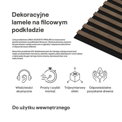 Stegu Linea ACOUSTIC PROline akustiske væglamel 240 x 60,5 cm esotica / sort - 1 stk.