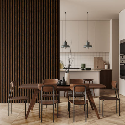 Stegu Linea ACOUSTIC PROline akustisk væglamel 240 x 60,5 cm hasselnød / sort - 1 stk.