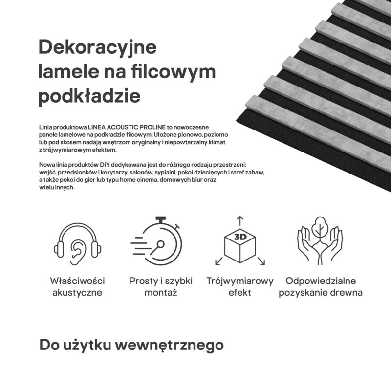Stegu Linea ACOUSTIC PROline akustiske væglamel 240 x 60,5 cm grå/sort - 1 stk.