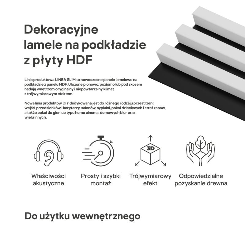 Stegu Linea Slim væglamel 265 x 15 cm panel hvid/sort 3 elementer - 1 stk.