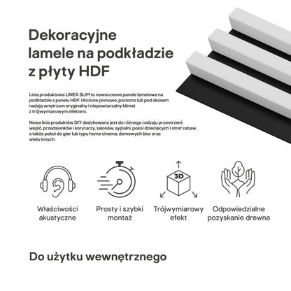 Stegu Linea Slim væglamel 265 x 15 cm panel hvid/sort 3 elementer - 1 stk.