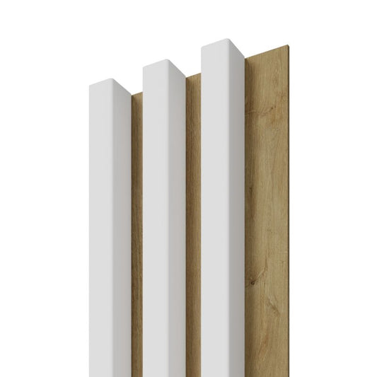 Stegu Linea Slim væglamel 265 x 15 cm panel hvid/eg 3 dele - 1 stk.