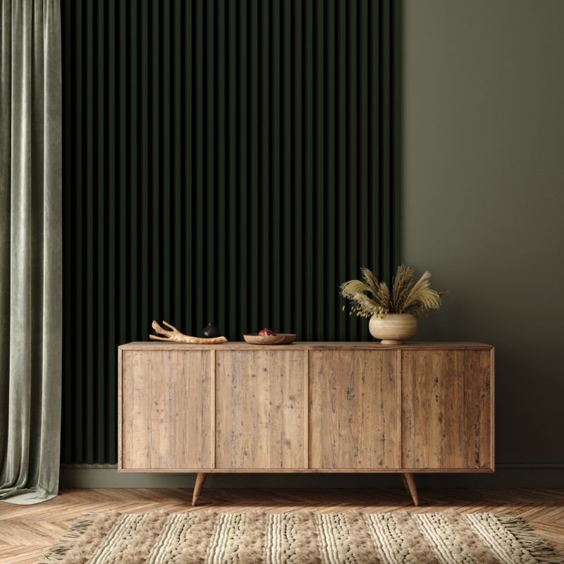 Stegu Linea Slim væglamel 265 x 15 cm panel i mørkegrøn / sort, 3 elementer - 1 stk.