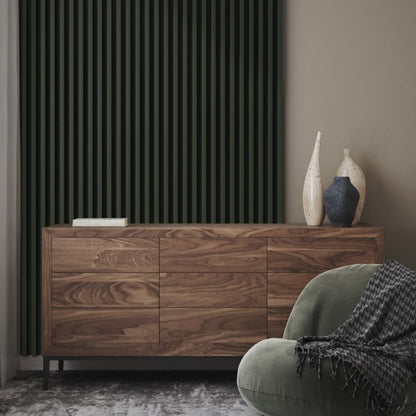 Stegu Linea Slim væglamel 265 x 15 cm panel i mørkegrøn / sort, 3 elementer - 1 stk.