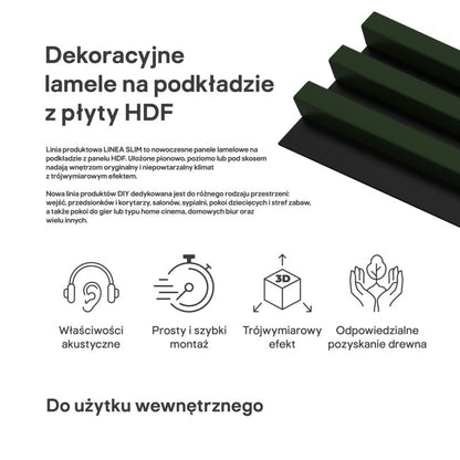 Stegu Linea Slim væglamel 265 x 15 cm panel i mørkegrøn / sort, 3 elementer - 1 stk.