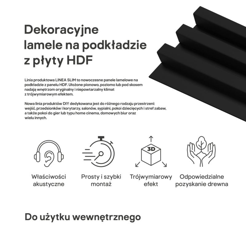 Stegu Linea Slim væglamel 265 x 15 cm panel sort / sort 3 dele - 1 stk.