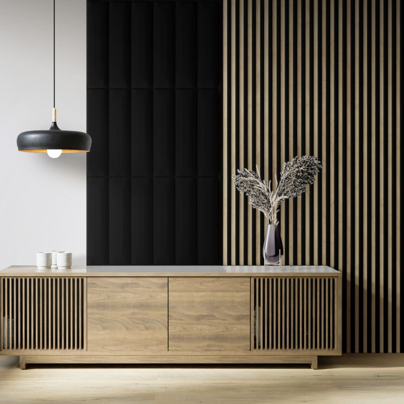 Stegu Linea Slim væglamel 265 x 15 cm panel sort / eg 3 elementer - 1 stk.