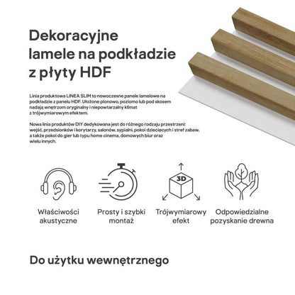 Stegu Linea Slim væglamel 265 x 15 cm panel i eg/hvid, 3 dele - 1 stk.
