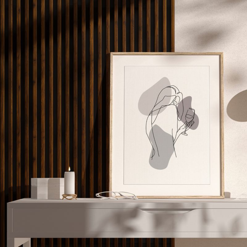 Stegu Linea Slim væglamel 265 x 15 cm panel hasselnød / sort 3 elementer - 1 stk.