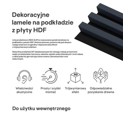 Stegu Linea Slim væglamel 265 x 15 cm panel blå/sort 3 elementer - 1 stk