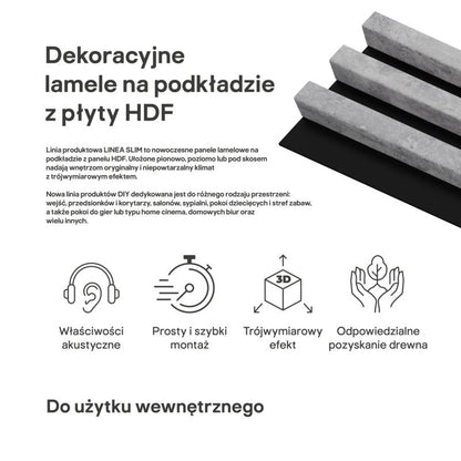 Stegu Linea Slim væglamel 265 x 15 cm panel grå/sort 3 elementer - 1 stk