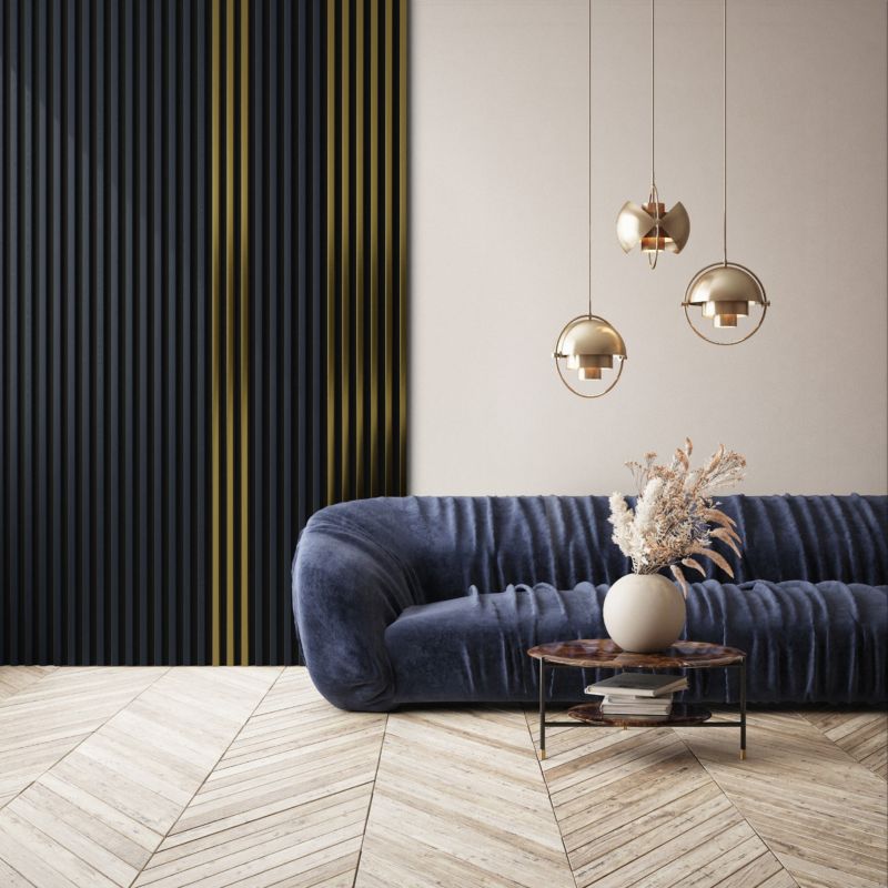 Stegu Linea Slim væglamel 265 x 5,4 cm panel i guld/sort – 1 stk.