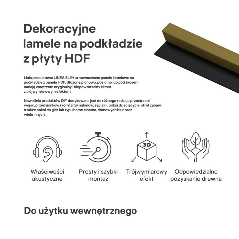 Stegu Linea Slim væglamel 265 x 5,4 cm panel i guld/sort – 1 stk.