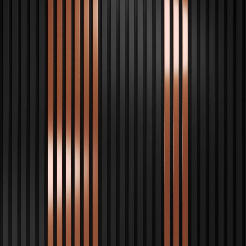 Lamel Slim Vertical Line 132 x 2650 mm 2,6 m kobber på sort filt
