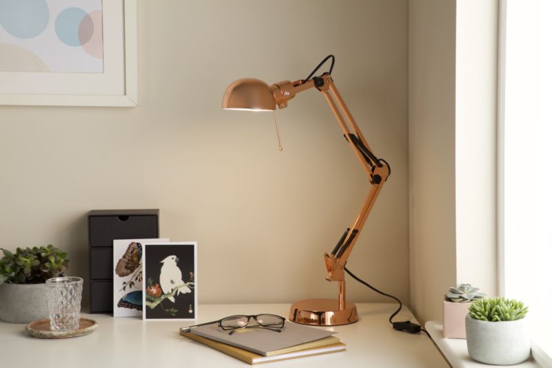 GoodHome Bakossi 1-punkts bordlampe E14 kobber