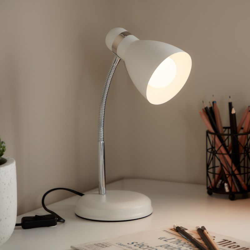 GoodHome Narajo 1-punkts bordlampe E27 hvid