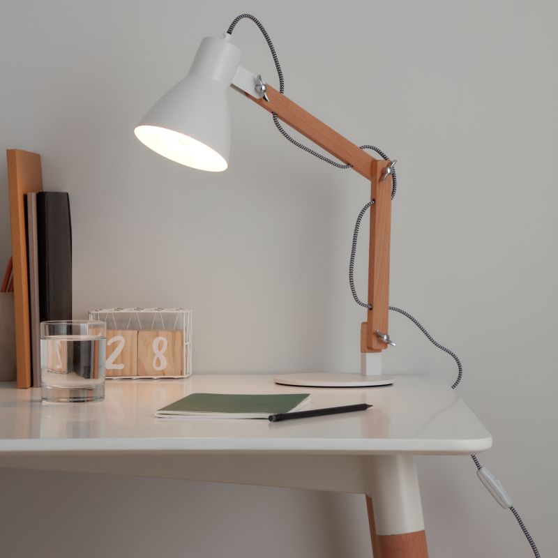 Bordlampe Peroten E27 16x16x56 cm Hvid Mat