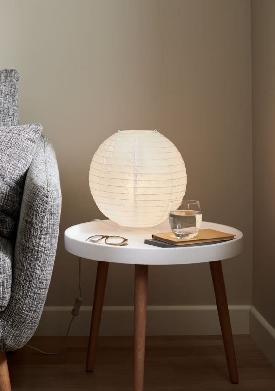 GoodHome Taynae E27 bordlampe i hvid