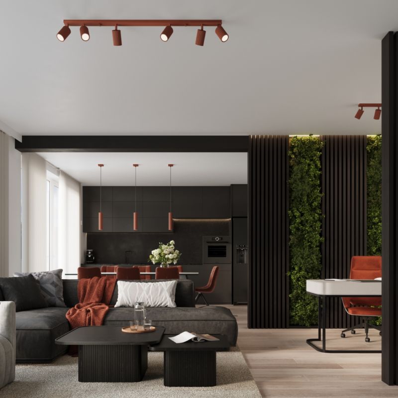 KARBON skrivebordslampe i okker-rød, 1 stk.