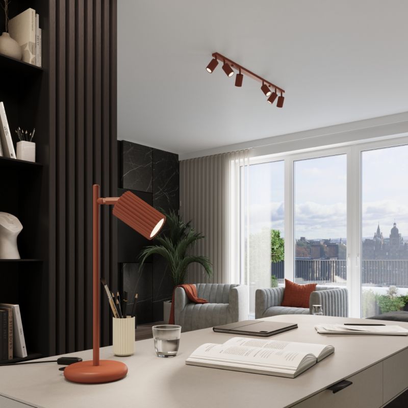 KARBON skrivebordslampe i okker-rød, 1 stk.