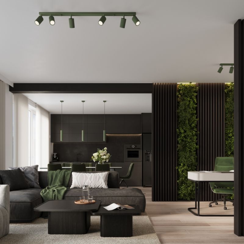 KARBON skrivebordslampe i olivengrøn, 1 stk.