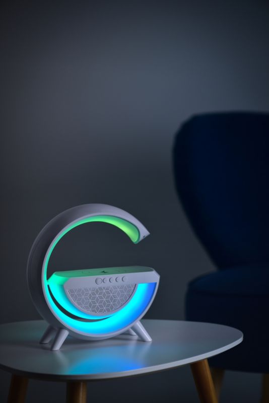 Activejet Solo LED skrivebordslampe med musik og RGB-belysning i hvid