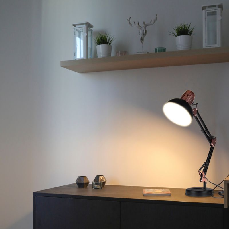 XUDO tegnebordslampe E27 justerbar sort-guld 1 stk.