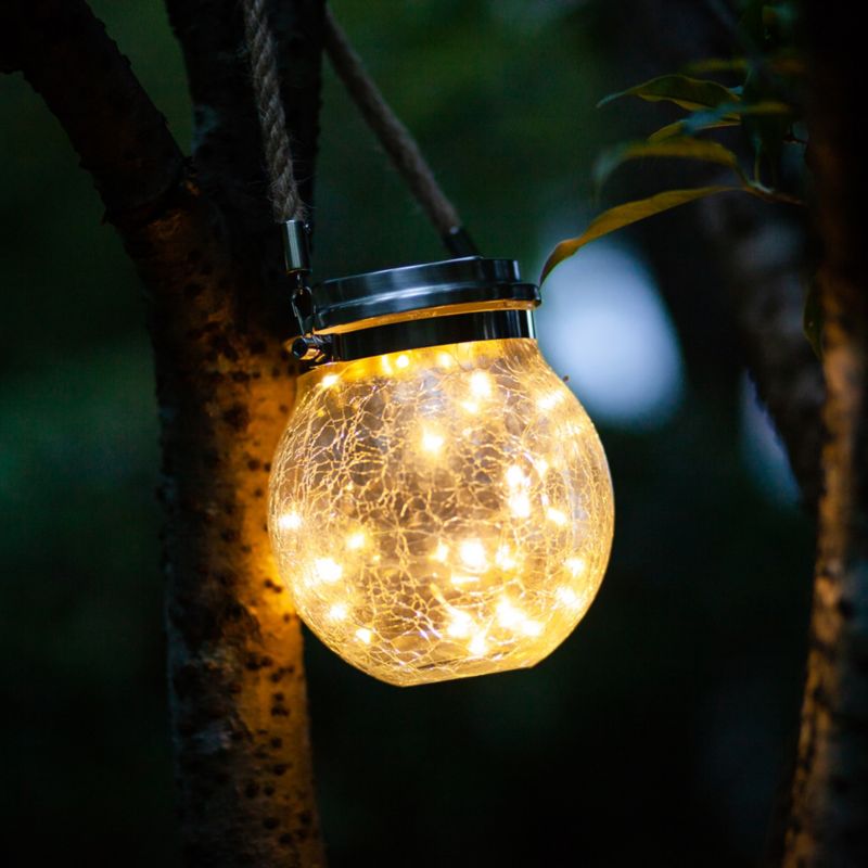 Lignao solcellelampe med sprækket glaskugle