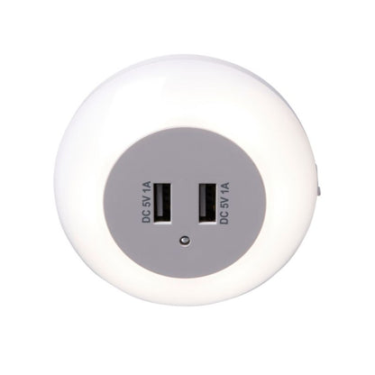 LED-natlampe Colours Lisbo 4000 K med 2 x USB, hvid