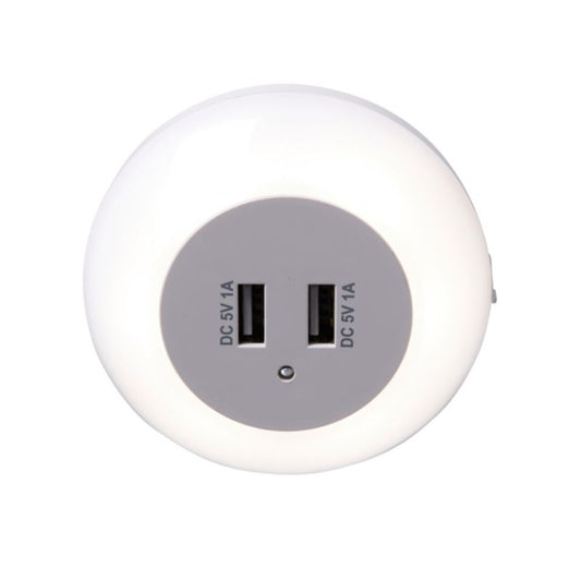 LED-natlampe Colours Lisbo 4000 K med 2 x USB, hvid
