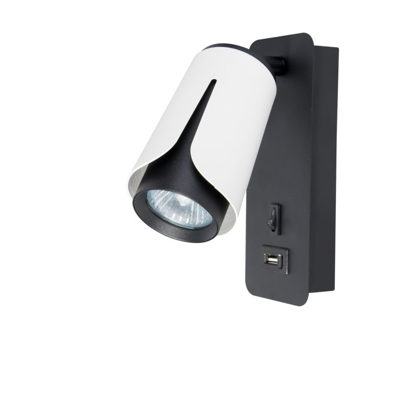 LED-natlampe til læsning XUDO GU10 væglampe hvid-sort USB 1 stk.