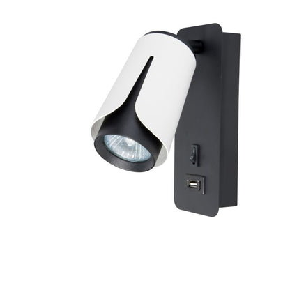 LED-natlampe til læsning XUDO GU10 væglampe hvid-sort USB 1 stk.