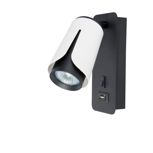 LED-natlampe til læsning XUDO GU10 væglampe hvid-sort USB 1 stk.