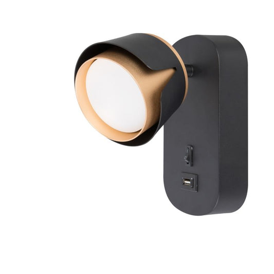 LED-læselampe væglampe XUDO GX53 sort-guld USB 1 stk.