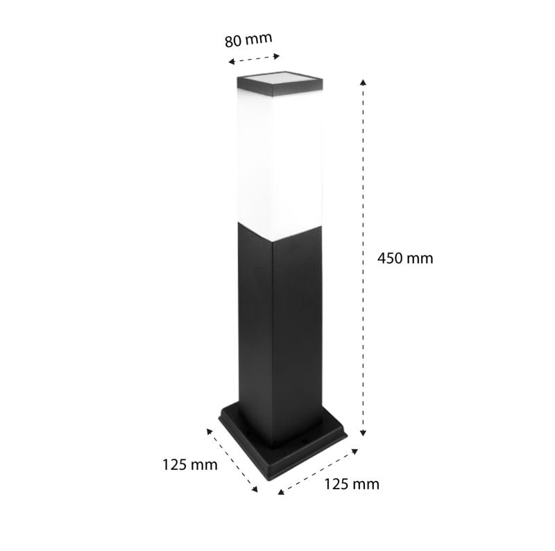 Havelampe Stander Havana 45 cm 8x8 cm IP44 Sort Rustfrit Stål