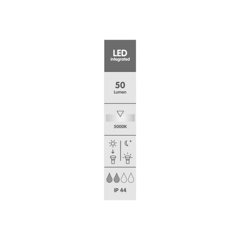GoodHome Kiana solcelle udendørslampe med bevægelsessensor 50 lm 5000 K i stål