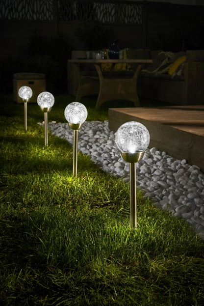 Sollampe til have LED 5000 K Revnet glas 12x12x56 cm