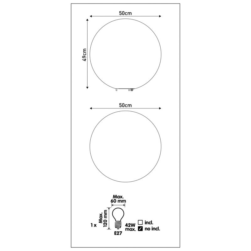 Havelampe Vancouver 50 cm Hvid 1 x 42 W E27