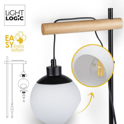 LightLogic LL COMT FL gulvlampe 1xE14 7W sort træ 153 cm 1 stk.