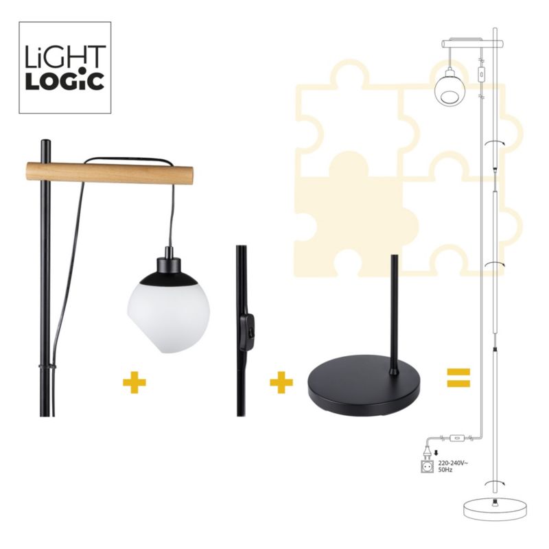 LightLogic LL COMT FL gulvlampe 1xE14 7W sort træ 153 cm 1 stk.