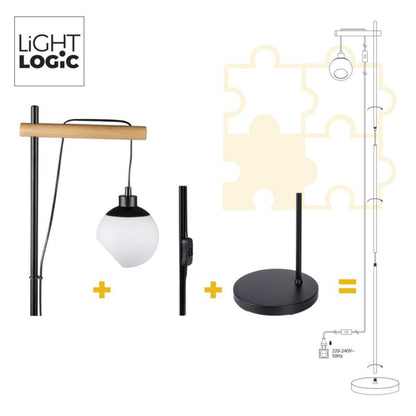 LightLogic LL COMT FL gulvlampe 1xE14 7W sort træ 153 cm 1 stk.