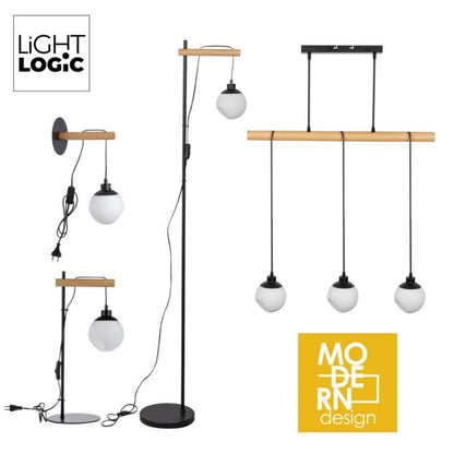 LightLogic LL COMT FL gulvlampe 1xE14 7W sort træ 153 cm 1 stk.