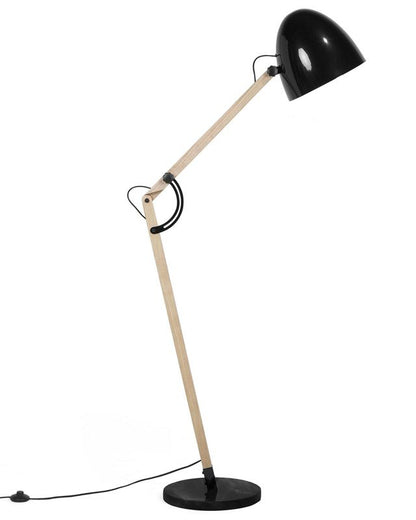 Gulvlampe Hetton træ sort 1 stk.