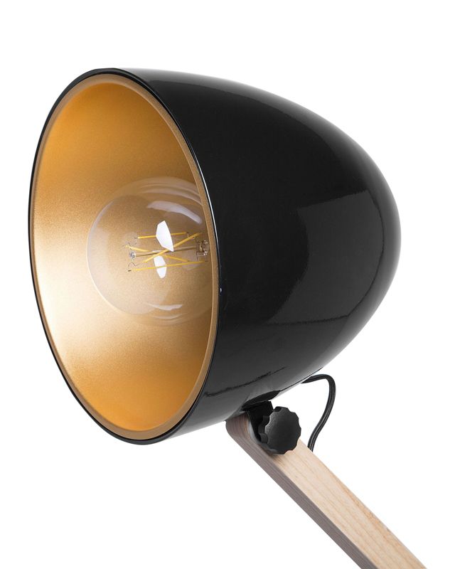 Gulvlampe Hetton træ sort 1 stk.